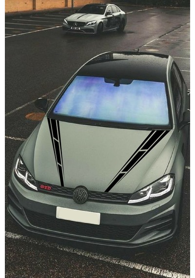 Oto Kaput Sticker Çift Şerit 2 Adet Siyah 10 60 Cm