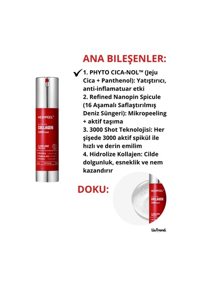 Medipeel Red Lacto Collagen 3000 Shot Serum 50 Ml Sıkılaştırıcı Ve Peeling Etkili Konsantre Spiküller Serum