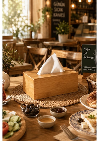 Porsima 0006 Bambu Peçetelik Ahşap Dekoratif Peçetelik
