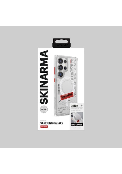 Galaxy S25 Ultra Kılıf Skinarma Magsafe Uyumlu Yazı Desenli Airbag Tasarımlı Orion Kapak Şeffaf