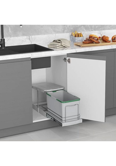 Starax Raylı Plastik Gövde Çöp Kovası 16 Lt. S-2573-G. Gri