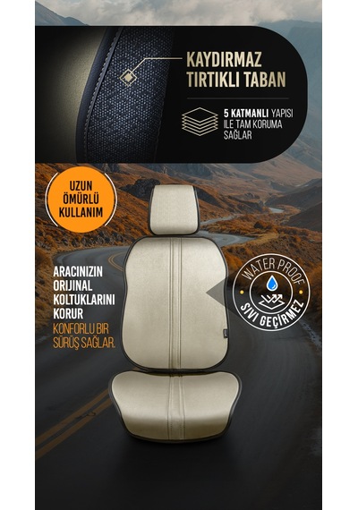 Kemik Panda Assos Serisi Velucantra Kumaş Oto Koltuk Minder Seti - Ön Ve Arka Set Koltuk Koruma Kılıfı