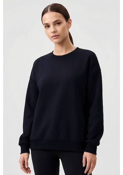 Basic Oversıze O Yaka 3lü Paket Siyah-lacivert- Ekru Kadın Sweatshirt - 97053 Siyah - Lacivert