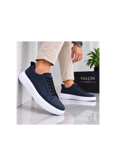 Yalçın Erkek Casual Bağcıklı Ortopedik Rahat Kaymaz Taban Sneaker Ayakkabı Lacivert - 919615758 Lacivert