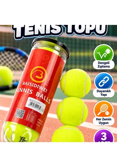 3 Lü Tenis Topu Seti Dayanıklı Ve Dengeli Zıplama Performanslı