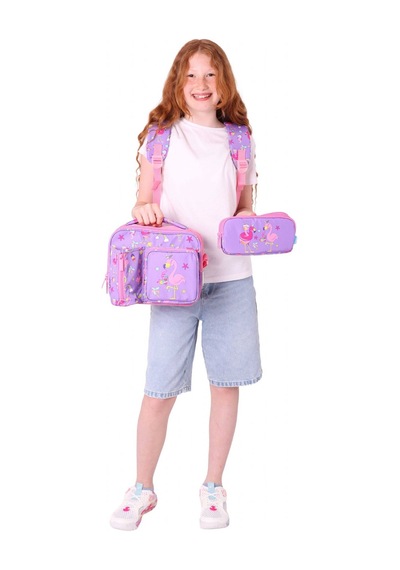 Kaukko Kids Kız Çocuk İlkokul Okul Çantası Seti - Peluş Flamingolu - Mor Pembe L5240+l7240+l8240 Mor - Pembe