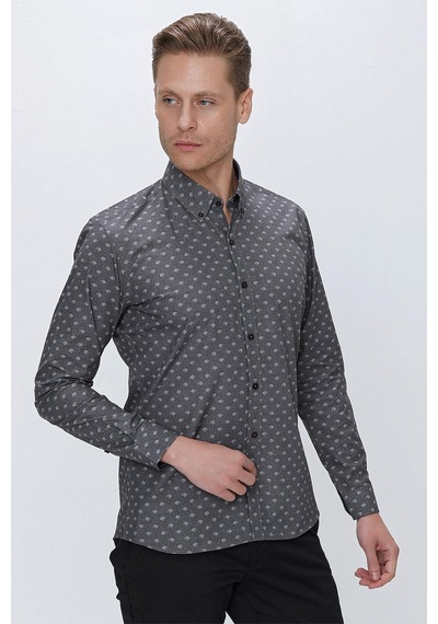 Efor G 1518 Slim Fit Gri Spor Gömlek Gri