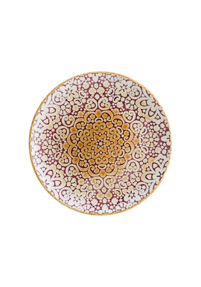 Alhambra Burgundy Gourmet 21cm 12 Adet Porselen Düz Tabak Bordo