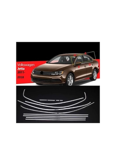 Volkswagen Jetta Mk6 2012-2018 Tamtur 12 Parça Krom Cam Çıtası