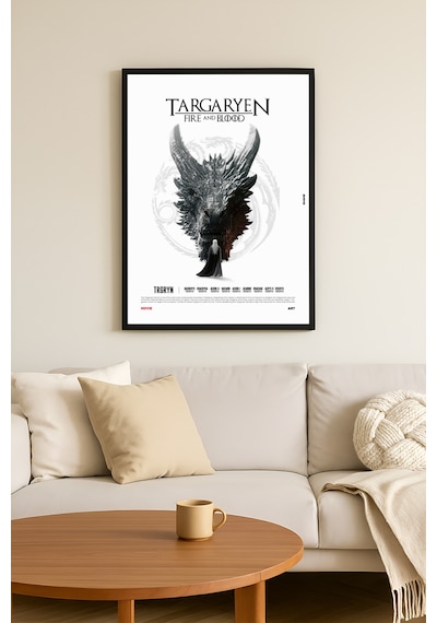 Targaryen Siyah Ahşap Çerçeveli Poster, Dizi Duvar Tablosu