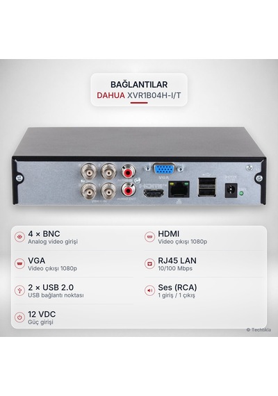 Dahua Xvr1b04h-ı/t 4 Kanal 5 Mp Penta-brid Dvr Kayıt Cihazı H.265+ Smd Plus
