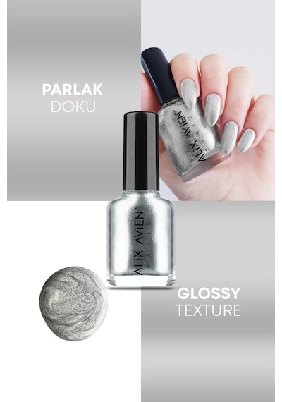 Alix Avien Metalik Gri Oje 29 Yüksek Pigmentli Uzun Süreli Kalıcılık Hızlı Kuruma Nail Lacquer 29