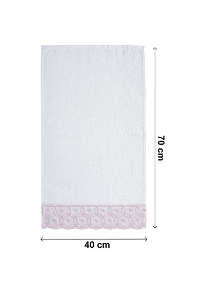 Dantelli Güpürlü Lüks %100 Pamuk Çeyizlik 6 Lı El Yüz Havlu Seti 40x70 - Pembe - 4400 Pembe
