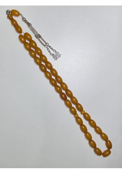 Mışmışi Renk Sıkma Kehribar Tesbih Püsküllü Fıçı Kesim 9 X 13 Mm