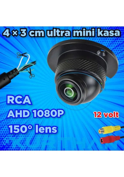 Ahd 1080p 150'' Geniş Açılı Metal Kasa 4 3 Cm Mini Kamera 12 V