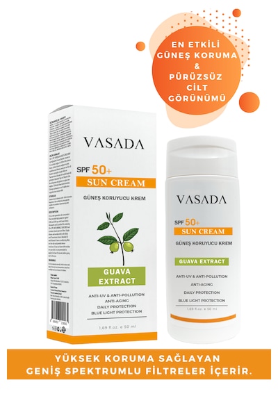 Vasada Güneş Kremi Yüksek Koruma Guava SPF50+ 50 ML