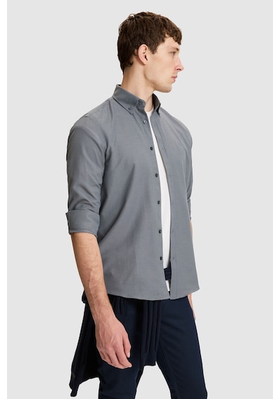 U.S. Polo Assn. Erkek Antrasit Slim Fit Uzun Kollu Basic Gömlek 50324708-vr006