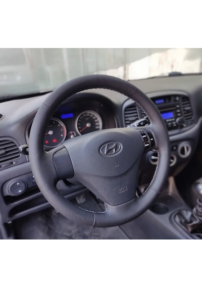 Hyundai Accent Era Araca Özel Direksiyon Kılıfı Noktalı Düz Gri