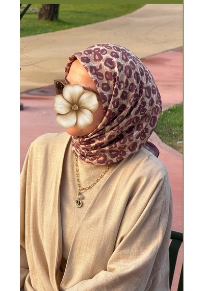 Qalortex Scarf Pamuklu Pera Desen Eşarp - Mürdüm