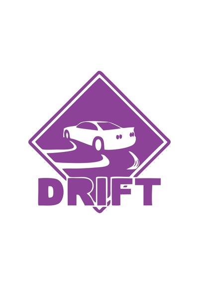 Drift Araba Sticker 17x17 Cm Mor