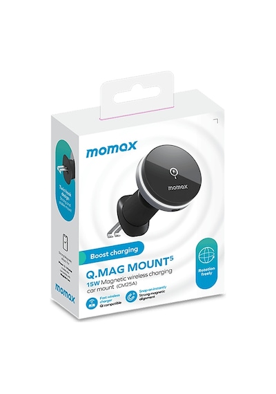 Momax Q.Mag Mount 5 15W Magnetic Wireless Şarjlı Araç İçi Telefon Tutucu