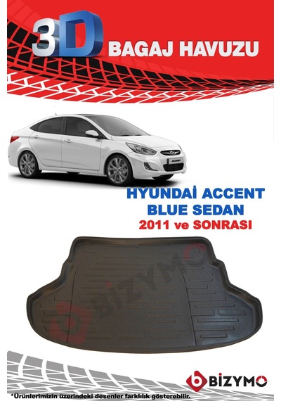 Hyundai Accent Blue Sedan 2011 ve Sonrası 3D Bagaj Havuzu Bizymo