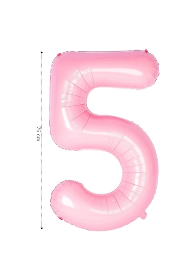 Folyo Balon 5 Rakamı Helyum Balon Pembe Renk Çok Renkli