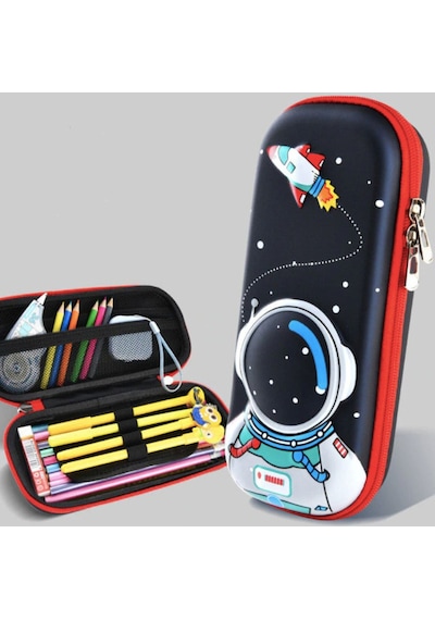 Petityu Astranot 3d Spaceship Kırmızı Fermuar Kalem Kutusu Lacivert