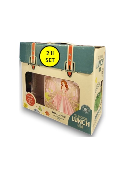 2'li Premium Beslenme Kutusu Ve 530 Ml Su Matarası Pembe Diğer