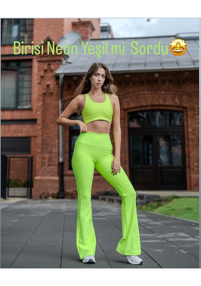 Lismina Neon Yeşil İspanyol Paça Tayt Neon Yeşil