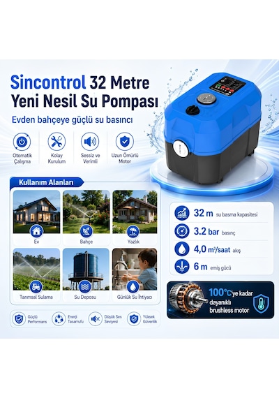 Sincontrol Sn-400aıah32-q4 32 Metre Yeni Nesil Su Pompası 192w