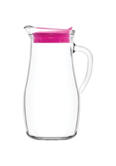 Lav Misket Cam Sürahi Tekli 1,8 L Kulplu Beyaz Plastik Kapaklı