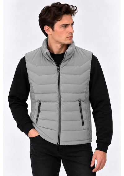 Classics Men Fermuarlı Erkek Slim Fit Triko Nova Yelek 7830 Taş