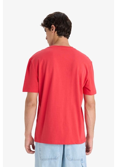 Defacto Regular Fit Bisiklet Yaka Baskılı Kısa Kollu Tişört F8540ax25hsrd39 Kırmızı