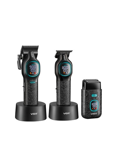 Tıraş Makinesi Seti V-886 S3 - Profesyonel 3'lü 9000 Rpm Dlc Seramik Bıçak - Siyah