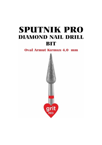 Elmas Oval Armut Freze Kırmızı Çap 4,0mm