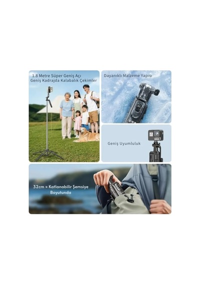Jopree Y26 Bluetooth Uzaktan Kumandalı 180 Cm Uzatılabilir Tripod, Yatay Ve Dikey Çekim İmkanı, 360 Döner Kol, Diğer