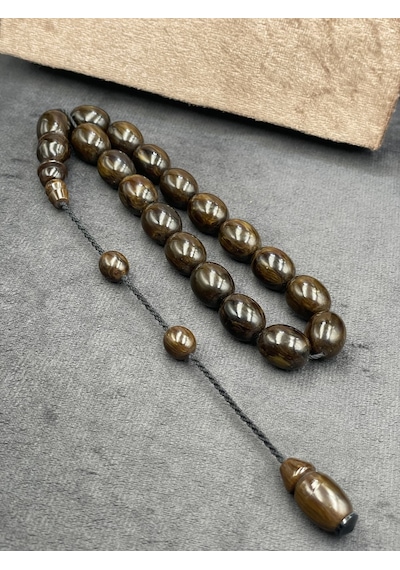 Efe Boy Sistemli İri Tane Tütün Çekoslavak Katalin Tesbih 13x16 Mm Kahverengi