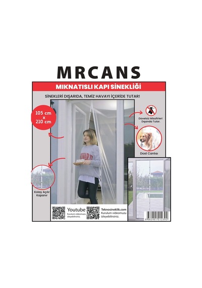 Mıknatıslı Kapı Sinekliği 105x210 Cm Raptiye Ve Cırt Bant 105 X 210 Mıknatıslı Tül