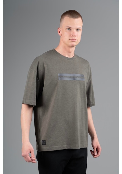Maraton Sportswear Oversize Erkek Bisiklet Yaka Kısa Kol Basic Haki T-shirt 22749-haki