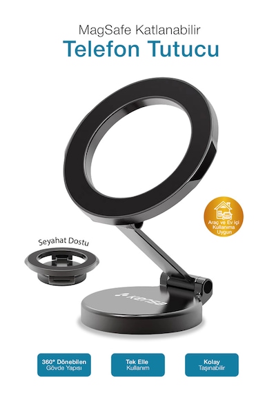 Megsafe 360 Ayarlanabilir Manyetik Katlanabilir Araç İçi Telefon Tutucu 1