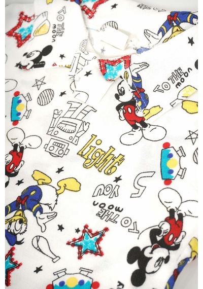 Miniko Kids Erkek Bebek Yaka Modelli Desenli Pamuk Şortlu Takım Ekru