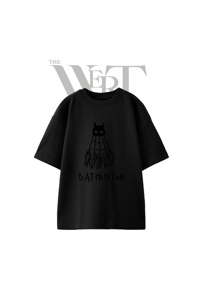 Thewert Batman Badminton Tasarım Baskılı Ünisex Siyah Oversize T-shirt