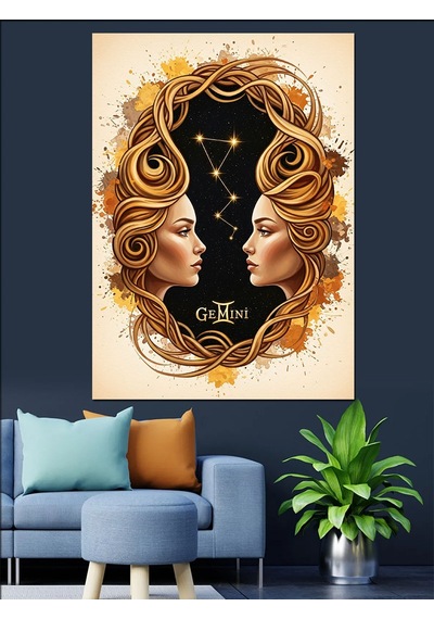 Ahşap Tablo İkizler Burcu Kadın Yüzleri
