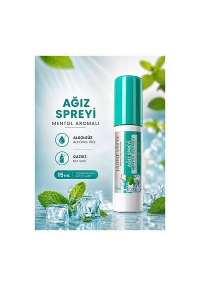 Ağız Spreyi - Ağız Kokusu Giderici, Ferah Nefes, Mentol Aromalı, Alkolsüz & Gazsız, 15 Ml