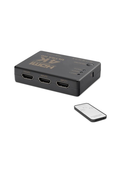 Kumandalı Hdmı Switch 4k 3 Giriş 1 Çıkış Siyah