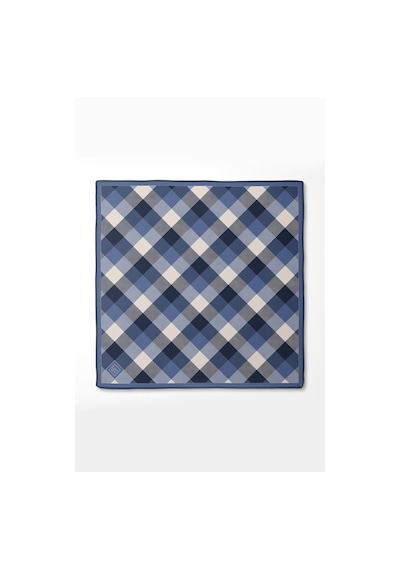 Levidor Noktalı Kareli Bask. Twill İpek Eşarp-0934 Saks