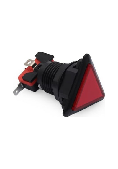 40mm 12V Üçgen Işıklı Oyun Makinesi Butonu - Kırmızı