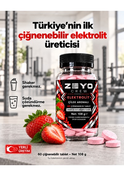 Çiğnenebilir Elektrolit Tablet - Çilek Aromalı 60 Tablet / 108g