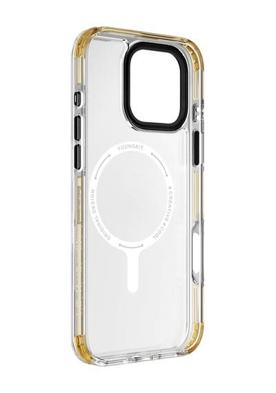 Apple iPhone 16 Pro Max Uyumlu Kılıf Magsafe Şarj Özellikli Youngkit Crystal Color Serisi Kapak Sarı